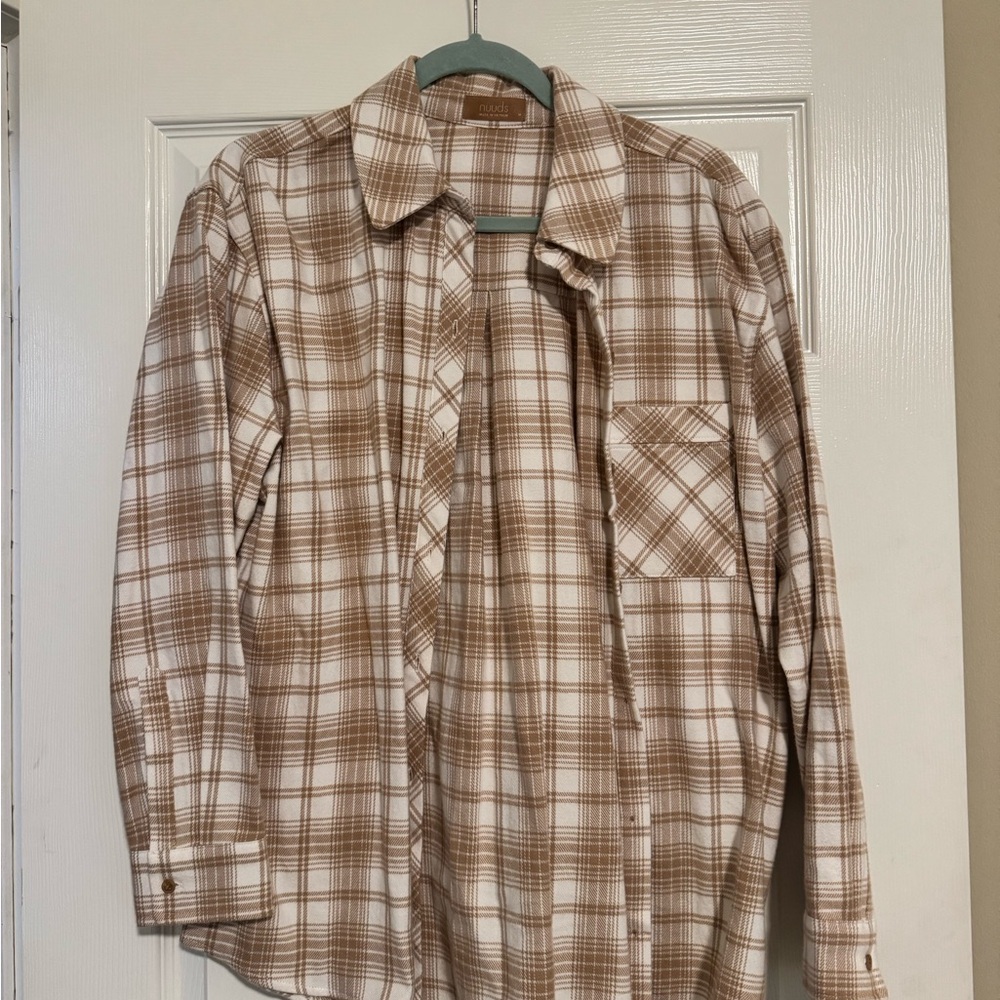 nuuds Brown Plaid Women's Button Down Shirt